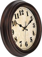 Jam Dinding Bulat Vintage dengan Bingkai Kayu Coklat Antik Angka Romawi Gaya Retro Jam Dekoratif untuk Rumah atau Kantor