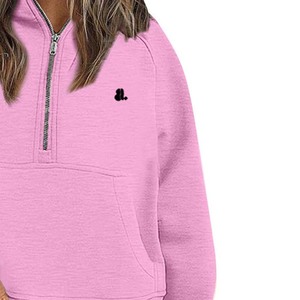 Nueva moda personalizada llano teñido Zip Up Hoodie para mujer Vintage Look Oversized poliéster algodón Casual invierno - Product Image 6