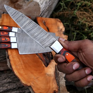 Juego de Cuchillos de Chef de Acero de Damasco de 67 Capas Hechos a Mano Personalizados |   Juego de 5 Cuchillos de Cocina Ecológicos Ambidiestros con Mangos de Madera |   OEM - Product Image 5