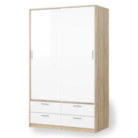 Armoire moderne simple en bois avec miroir et portes coulissantes, construction en MDF, blanc alpin, meubles de chambre à coucher, appartement, hôtel