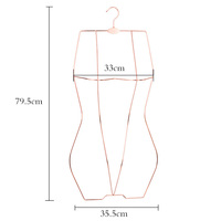 Vente en gros de cintres de maillot de bain en métal en forme de corps entier en or rose argenté brillant pour vitrine de magasin