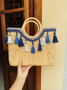 Water Hyacinth Bohemian Style Rectangle <b>Storage</b> <b>Basket</b> with Handle Eco-Friendly Clothing <b>Storage</b> - Product Image 6