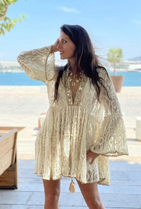 Nouvelle Robe de Plage Longue en Coton Biologique 100% pour Femme, Motif Floral en Dentelle au Crochet, Lavable, avec Boutons – Collection Été 2025 - Product Image 5