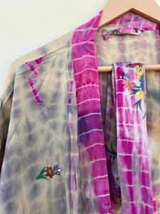 Robe Kimono Tie-Dye faite à la main pour femmes avec ceinture Style vintage pour l'été, l'automne et le printemps - Product Image 2