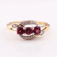 Cincin Pasangan Bersertifikat Bella Vintage Bentuk Mahkota Perak Potongan Brilian Batu Garnet Pave Wanita Perak Sterling 925 Thailand