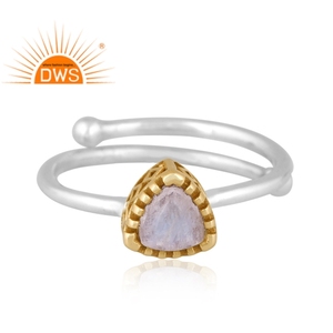 Latest Handmade Design Fine Sterling Silver Natural Rainbow <b>Moonstone</b> Gemstone Adjustable Ring Jewelry For Women Gift For Her - Product Image 2