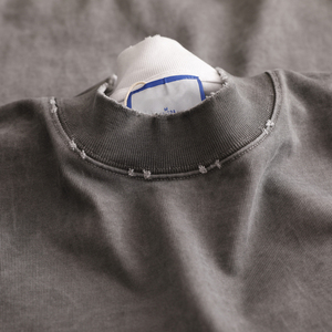 Logo personnalisé imprimé délavé à l'acide vintage 100% coton T-Shirt pour homme poids lourd coupe régulière tissu tricoté respirant - Product Image 2