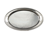 Plateau plaqué argent de style antique plateau de service ovale en laiton et acier inoxydable de taille personnalisée pour la nourriture pour la maison et l'hôtel