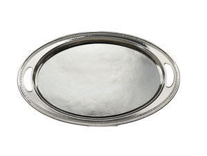 Bandeja chapada en plata de estilo antiguo, plato de servicio de acero inoxidable y latón ovalado de tamaño personalizado para alimentos para uso doméstico y hotelero - Product Image 2