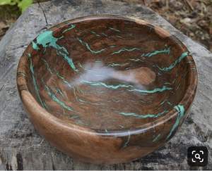 NATURAL UNIQUE DECOR HANDMADE NATURAL WOODEN AND RESIN SALAD BOWL Good Quality for <b>Home</b> and Restaurant Use for Parties - Product Image 1