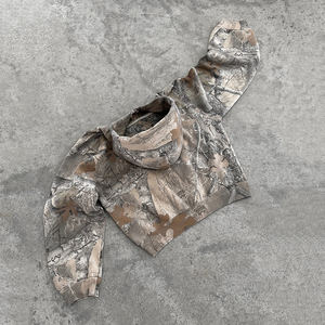 Camuflaje Y2K Street Retro Hip Hop High Street Hombres Sudadera con capucha Peso pesado Algodón Camuflaje Cargo Boxy Cropped Zip up Hoodie - Product Image 2