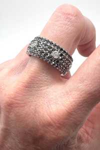 Anillo Único de Banda Ancha con Diamante Negro Original de Moissanita, Plata 925 con Baño de Oro, para Mujer, Regalo de Compromiso, Joyería - Product Image 3