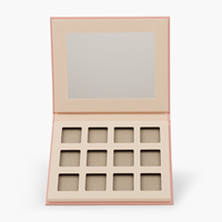 Palette de fards à paupières scintillants personnalisée recyclable, emballage en carton texturé carré rose, boîtier fixe, matériaux recyclés magnétiques