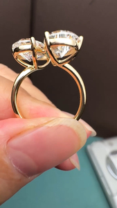 4 Carat E VVS2 Toi et Moi Pear and Pear Cut Engagement <b>Ring</b> Moissanite Diamond Engagement <b>Ring</b> <b>Two</b> <b>Stone</b> Solitaire <b>Ring</b> - Product Image 5