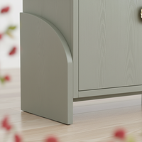 Étagère Second Moon noire avec pieds, vert et gris, en chêne massif et MDF, meuble de cuisine moderne, table de cuisine, mobilier d'intérieur