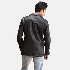Blazer Negro para Hombre GLOBAL LEATHER, 100% Poliéster, Cuello Mao, Cierre de Cremallera, Transpirable, Corte Regular, Estilo Americano, Tejido - Product Image 4