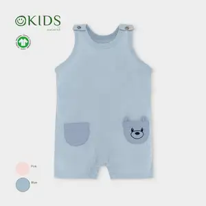 Holz knopf Sommer Baby Unisex Kleidung 100% GOTS Certified Organic Cotton Musselin Short Salopette