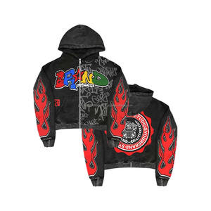 Sweat à capuche unisexe 100% coton éponge française sérigraphie personnalisée Logo surdimensionné lourd fermeture éclair Streetwear Basics Hoodie - Product Image 3