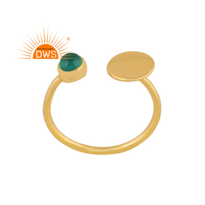 Anillo de Plata de Ley 18k con gema de ónix natural, anillo ajustable, joyería fina - Product Image 1