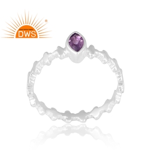 Bague en argent sterling avec améthyste naturelle, design fait main, fabricant de bijoux design personnalisé - Product Image 1