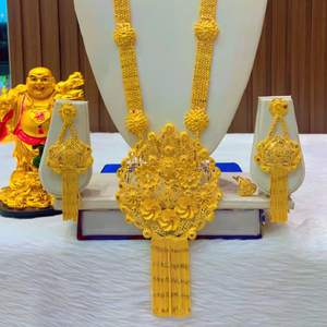 Ensemble de bijoux de mode de style Mayotte des Comores plaqué or 24 carats Collier et bracelets en cuivre élégants pour cadeau aux États-Unis - Product Image 1