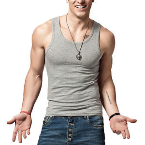 Wholesale High Quality <b>Men</b> Fitness <b>Vest</b> <b>Ribbed</b> Singlet Gym Outdoor Running Sports Plain Training Breathable <b>Men's</b> Tank Tops - Product Image 5