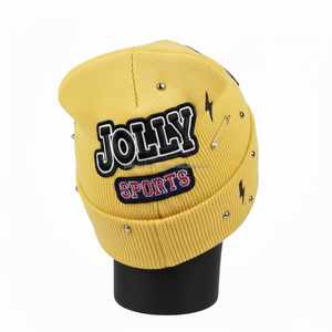 Bonnet pour femme en tissu acrylique de qualité supérieure, tricoté, doux, chaud, extensible, style hiver, avec broderie de logo personnalisée, bonnet jacquard - Product Image 4