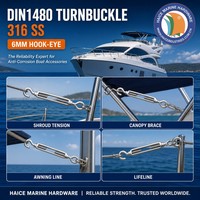 Tourniquet en acier inoxydable 316 DIN1480, crochet de 6 mm, vis de gréement, tendeur de corde, accessoires de bateau, kayak, yacht