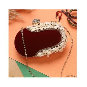 Elegant Embroidered Oval <b>Clutch</b> Regal <b>Pearl</b> Beaded Evening <b>Clutch</b> Luxury Handcrafted Oval Purse - Product Image 1