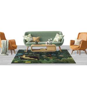 Tapis Henri Rousseau : Imprimé Femme dans la Jungle, Décoration de Bureau, Tapis en Chenille - Product Image 2