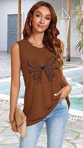 เสื้อกล้ามผู้หญิงลำลองฤดูร้อนเสื้อแขนกุดคอกลมทรงหลวมเสื้อทูนิคแบบธรรมดา - Product Image 6