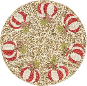 Classic Festive Glass <b>Beaded</b> Pumpkin Shaped <b>Placemat</b> for Special Occasions Housewarming Thanksgiving Christmas Weddings More - Product Image 3