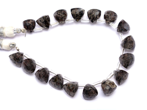 Cuarzo rutilado negro 8mm Facetado Trillón Briolette Cuentas Rutilo negro natural Piedras preciosas semipreciosas Triángulo 3D Cuentas sueltas - Product Image 4