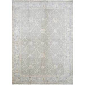 Alfombra de Lana Anudada a Mano Erbe Pae-553, Gris y Negra con Diseño Floral, para Sala de Estar, Dormitorio, Pasillo, Modelo Rectangular - Product Image 1
