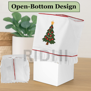 Boîte à mouchoirs en tissu brodée avec un motif de sapin de Noël vert Ridhi, faite à la main, classique, écologique, durable, porte-mouchoirs pour la cuisine - Product Image 2