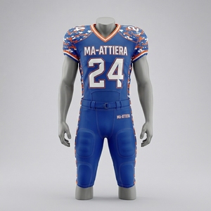 Custom Blue Orange American Football Jersey <b>Padded</b> <b>Pants</b> Team Uniform Number 24 Performance Sportswear OEM ODM Wholesale Supplie - Product Image 1