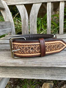 Latest Hot Selling Floral Hand Tooled Leather Dog Collar for Pets Real Genuine Leather Padded Adjustable Accessory for Neck Belt - Product Image 2