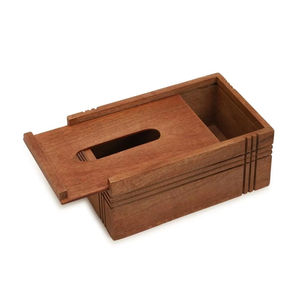 Cubierta de caja de pañuelos de madera rectangular con cierre inferior magnético Caja de pañuelos de madera hecha a mano de lujo con trabajo de incrustaciones de latón - Product Image 1