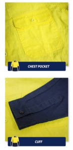 High Quality Worker Wear Uniform Long Sleeve Cotton Reflective Safety Apparel Shirt Hi-visibility <b>Security</b> Guard Shirt for Men - Product Image 4