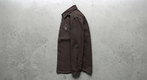 Chaqueta Blusón de Mezclilla Cruda para Hombre Tallas Grandes, Color Marrón, con Parche Bordado de Mono, Manga Larga, Ropa de Trabajo de Verano, Relleno de Algodón - Product Image 3