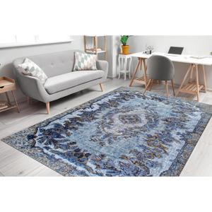 Tapis noir Medallion : style persan turc, tapis d'intérieur doux, tapis fin non tissé - Product Image 1