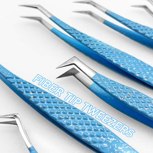 Pinzas de diamante con logotipo personalizado para extensión de pestañas pinzas de aislamiento de acero inoxidable de etiqueta privada dijes personalizados de punta de fibra - Product Image 2