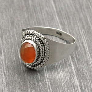 แหวน100% พลอยคาร์เนเลี่ยนทำมือแบบคลาสสิกหรูหรา925เงินสเตอร์ลิงประดับอัญมณีคาร์เนเลี่ยนทำด้วยมือเครื่องประดับชั้นดีดีไซน์แบบคลาสสิก - Product Image 5