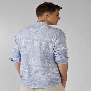 Venta al por mayor personalizada de los hombres 3D Digital impreso camisa de manga larga de la juventud Floral Camisa de algodón delgada de los hombres - Product Image 4