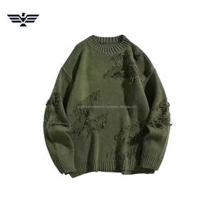 Último suéter de punto desgastado de algodón 100% Premium para hombre, ropa de calle informal antiarrugas anticontracción antibolitas, parte delantera de gran tamaño - Product Image 3