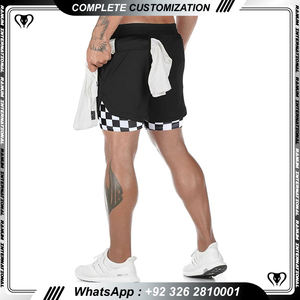 Customization Sport Fitness Jogging Running Workout Quick Dry Stretchy 2-in-1 Mesh Antibacterial Two <b>Layers</b> Gym Shorts for Men - Product Image 2