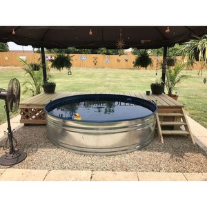 Bac à eau de jardin en métal galvanisé vintage fini brillant pour conteneur jardinage plantation de fleurs et esthétique extérieure - Product Image 1