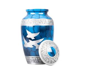 โกศเพลิงศพคลาสสิกชั้นนําสําหรับเถ้ามนุษย์ที่เป็นของแข็งนกพิราบที่มีความสงบสําหรับผู้ใหญ่โกศโลหะที่ทําด้วยมือ - Product Image 3