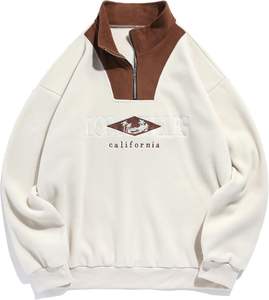 เสื้อสเวตเชิ้ตคุณภาพสูงราคาถูก แขนยาว คอตั้ง ผ้าริบ สำหรับฤดูใบไม้ร่วงและฤดูหนาว เสื้อพูลโอเวอร์แบบมีซิปครึ่งตัว ผ้าฟลีซ - Product Image 1