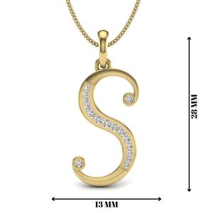 Ishi Diamonds 14K Gold 'S' Lab Grown Diamond Colgante Único Lab Creado Diamond Charm - Product Image 2